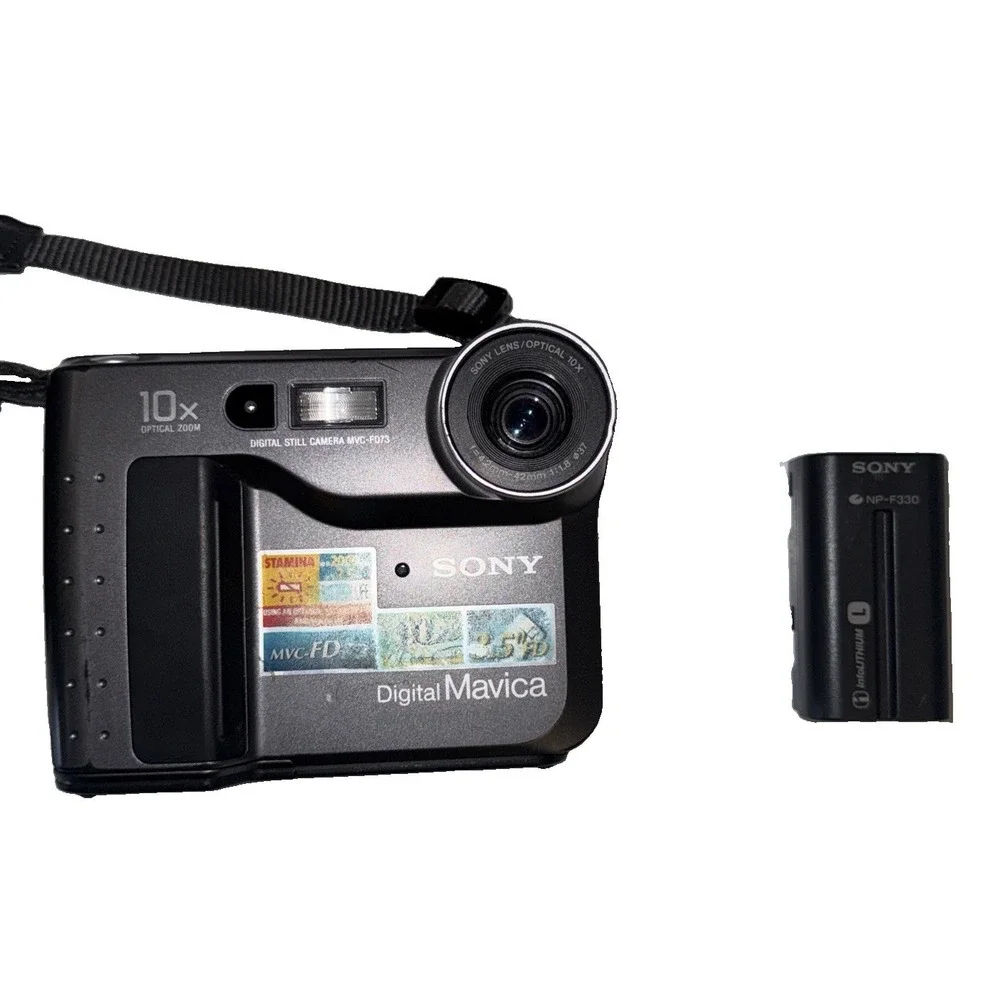 Sony MVC-FD73 Mavica Digital Camera Tested w/ NP-F330 Battery Disk Strap TESTED
